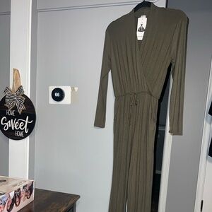 Olive Green Long Sleeve Jumpsuit